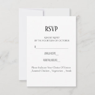 Simple Minimalist Wedding RSVP with Meal Choice Card