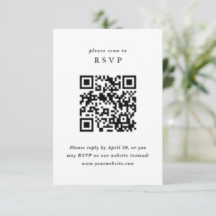 Simple Minimalist Wedding RSVP with QR code Enclosure Card