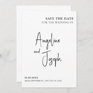 Simple minimalist wedding save the date