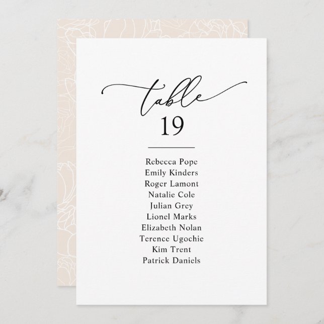Simple Minimalist Wedding Seating Chart Cards (Front/Back)
