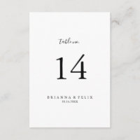 Simple Minimalist Wedding Table Number