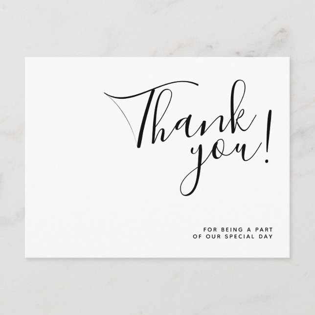 Simple Minimalist Wedding Thank You Postcard (Front)
