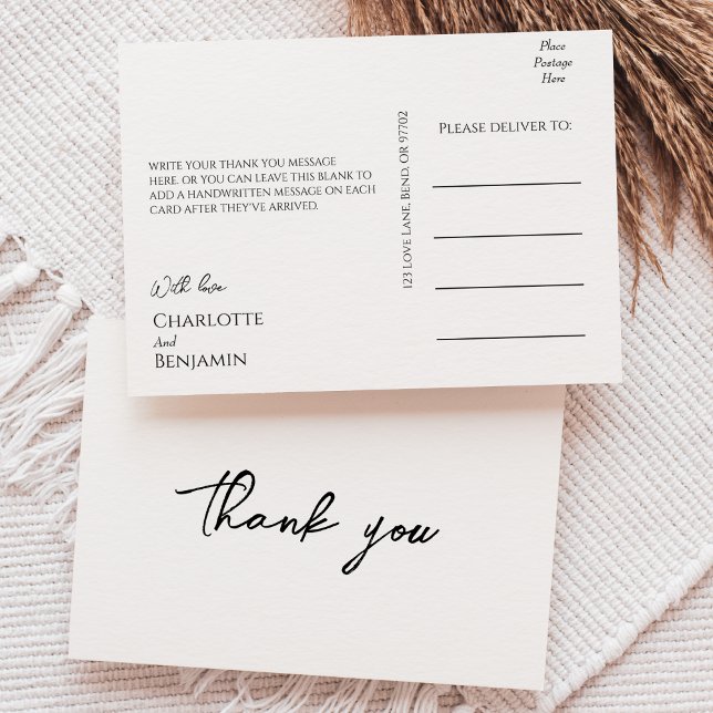 Simple Minimalist Wedding Thank You Postcard (Creator Uploaded)