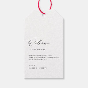 Simple Minimalist Wedding Welcome Gift Bag Basket  Tags