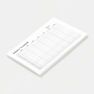 Simple Minimalist Weekly Hourly Planner Post-it Notes