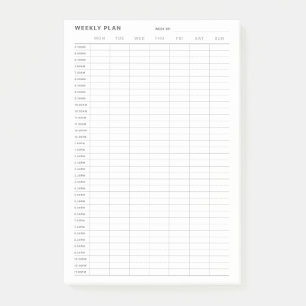 Simple Minimalist Weekly Planner and To Do List Post-it Notes