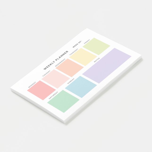 Simple Minimalist Weekly Planner Post-it Notes (Angled)