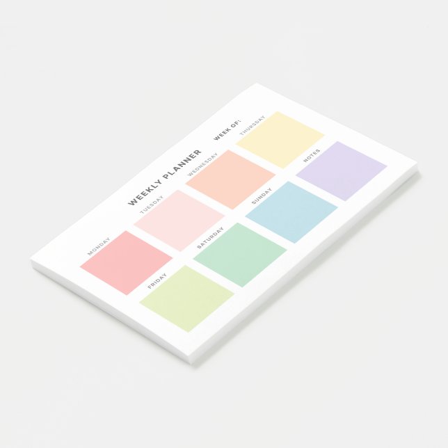 Simple Minimalist Weekly Planner Post-it Notes (Angled)