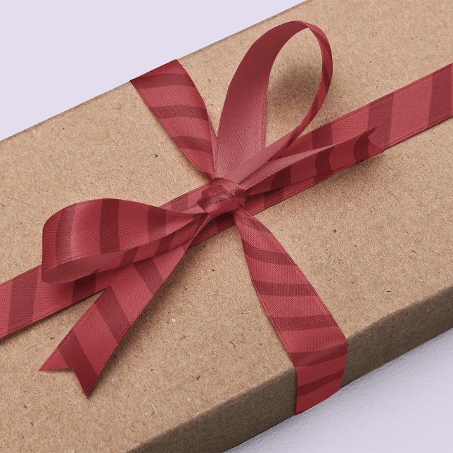 Simple Minimalist Whimsical Striped Deep Red  Satin Ribbon (Red striped patterned Ribbon)