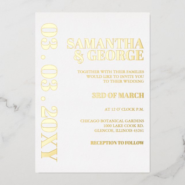 Simple Minimalist White and Gold Modern Wedding  (Front)