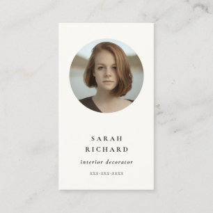 Simple Minimalist White Professional Custom Photo Business Card