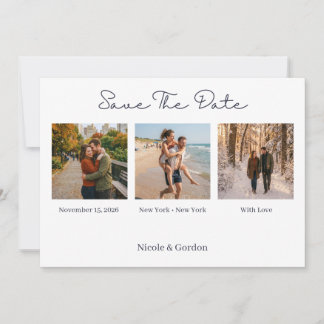 Simple Minimalist with Photos Wedding Save The Date