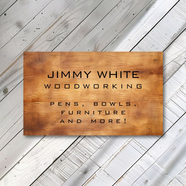 Simple Minimalist Wood Woodshop Woodworking Business Card (Creator Uploaded)