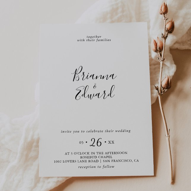 Simple Minimalist Wreath Wedding Invitation (Creator Uploaded)