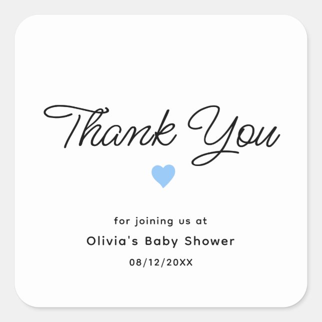 Simple Minimalistic Baby Shower Square Sticker (Front)