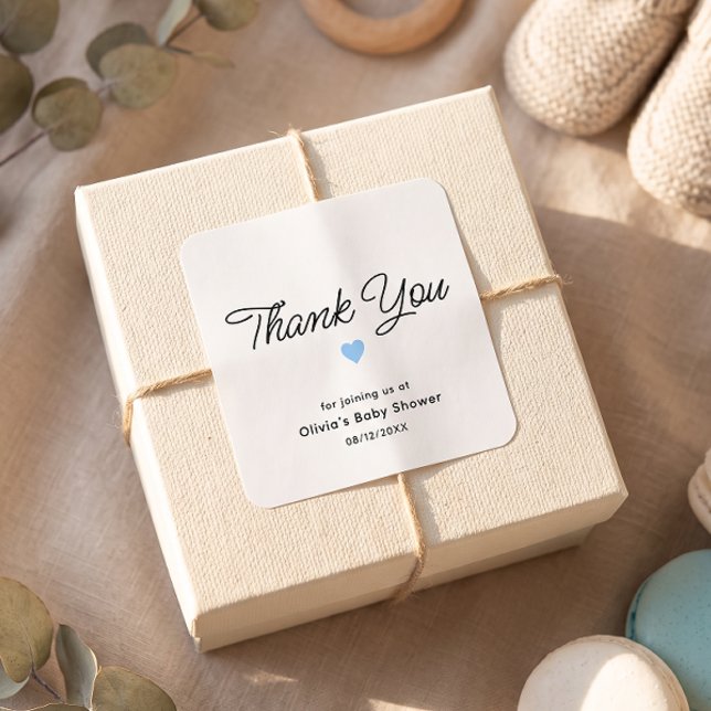 Simple Minimalistic Baby Shower Square Sticker (Creator Uploaded)