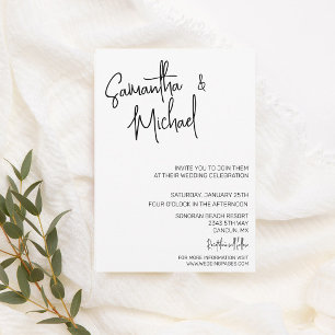 Simple Minimalistic Calligraphy Wedding Minimal Invitation