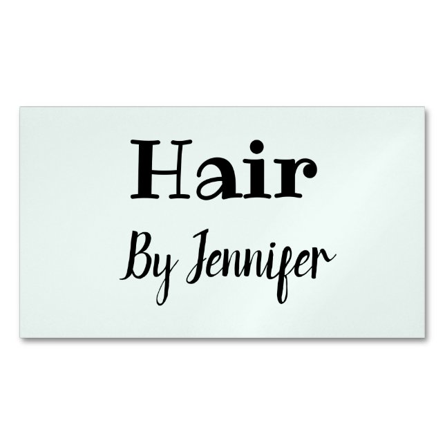 simple minimalistic custom logo white hairstylist  magnetic business card (Front)