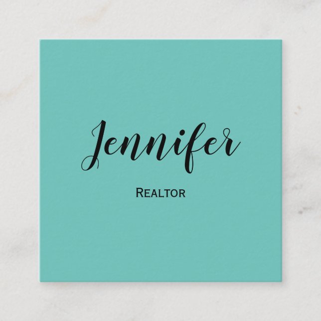 simple minimalistic custom logo white realtor  bus square business card (Front)