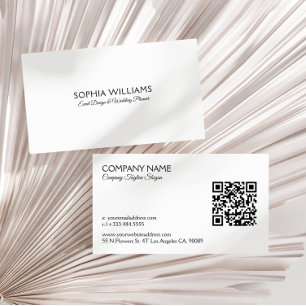 Simple Minimalistic Design Black Tex QR Code Business Card