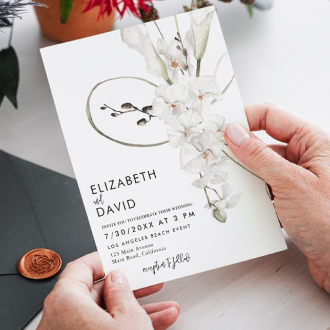 Simple Minimalistic Floral Orchid Elegant Wedding Invitation (Creator Uploaded)