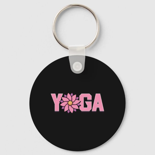 Simple Minimalistic Lotus Flower Yoga  Key Ring (Front)