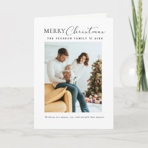 Simple Minimalistic Merry Christmas family photo Holiday Card
