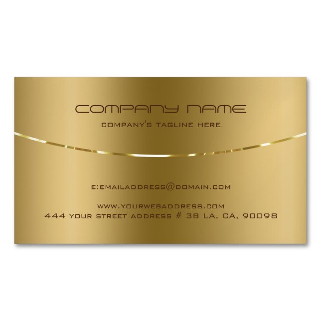 Simple minimalistic metallic gold background magnetic business card (Front)