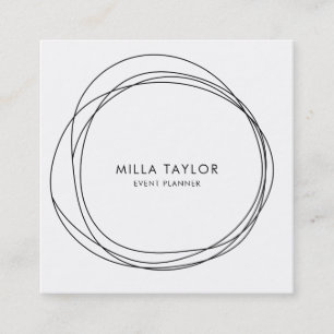 Simple Minimalistic Modern Black & White Circles S Square Business Card