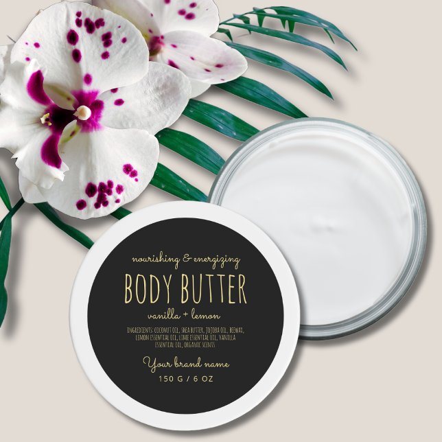 Simple minimalistic packaging black body butter classic round sticker (Creator Uploaded)