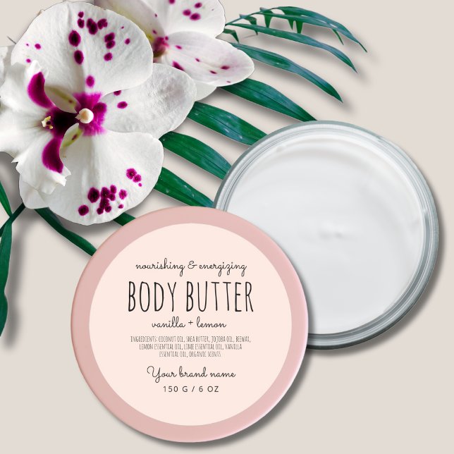 Simple minimalistic packaging blush body butter classic round sticker (Creator Uploaded)