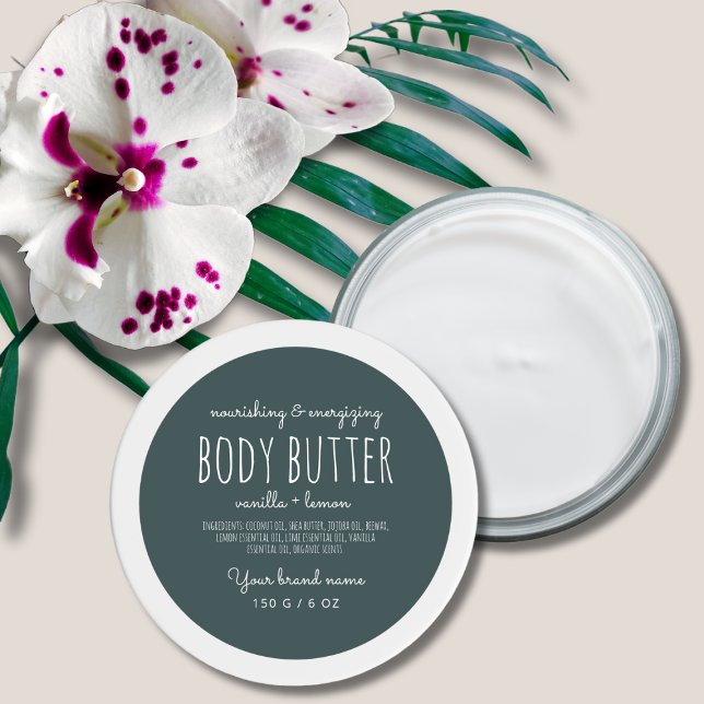 Simple minimalistic packaging green body butter classic round sticker (Creator Uploaded)