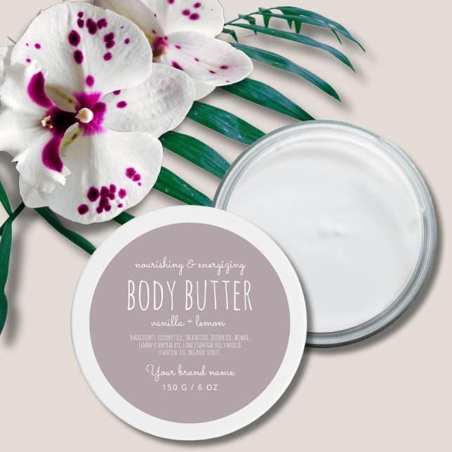 Simple minimalistic packaging lilac body butter  classic round sticker (Creator Uploaded)