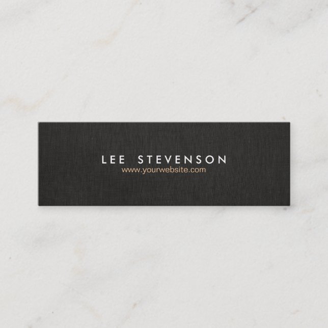 Simple Minimalistic Solid Black  Linen Look No. 3 Mini Business Card (Front)