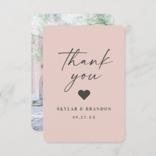 Simple Minimalistic Solid Colour Light Pink Weddin Thank You Card