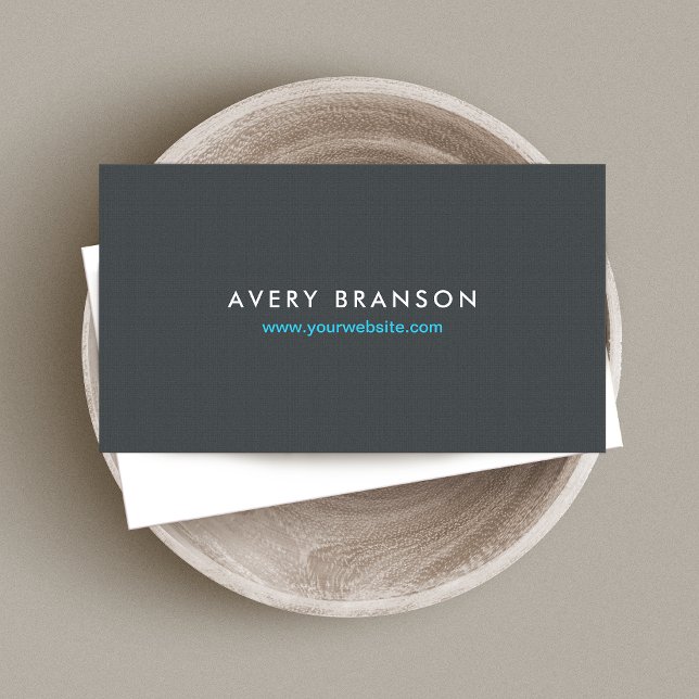 Simple Minimalistic Solid Grey Linen Look Business Card (Creator Uploaded)