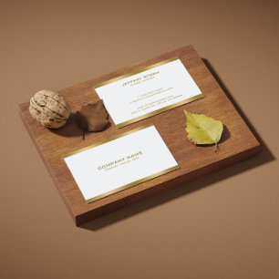 Simple Minimalistic White Gold Accents Business Card