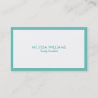 Simple Minimalistic White & Turquoise Border Busi