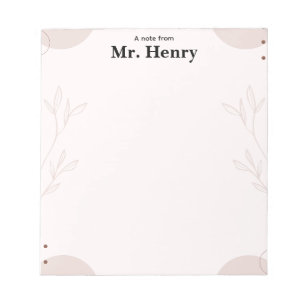 Simple Minimaslist Boho teacher Notepad