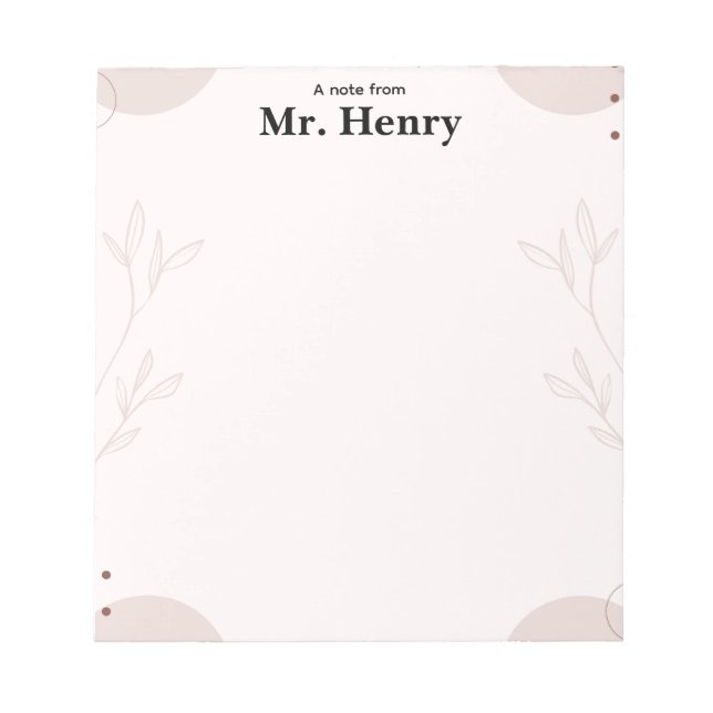 Simple Minimaslist Boho teacher Notepad (Front)