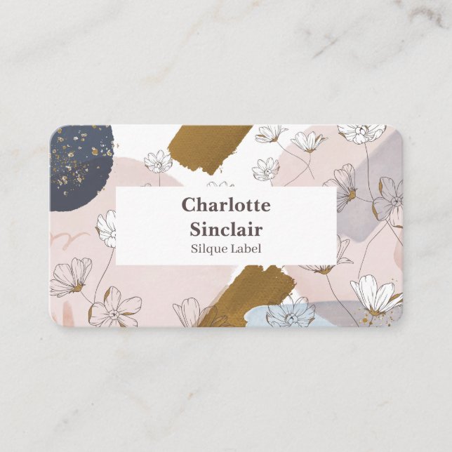 Simple Minimaslist Floral Pattern Premium  Business Card (Front)