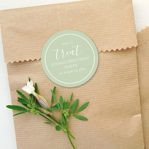 Simple Mint Green Birthday Calligraphy Cute Party Classic Round Sticker