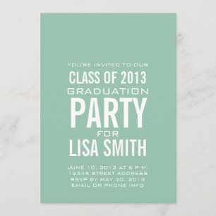 SIMPLE MINT GREEN CLASS OF 2013 PARTY INVITATION