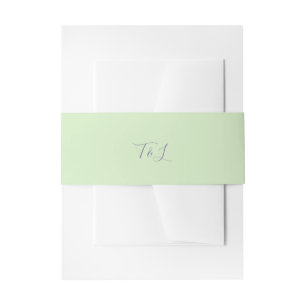 Simple Mint Green   Lavender Initials Wedding Invitation Belly Band