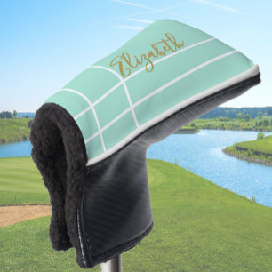Simple mint green minimalist custom name ladies  golf head cover
