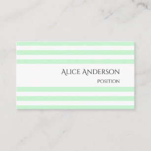 Simple Mint Green Pastel Stripes Geometric Chic Business Card
