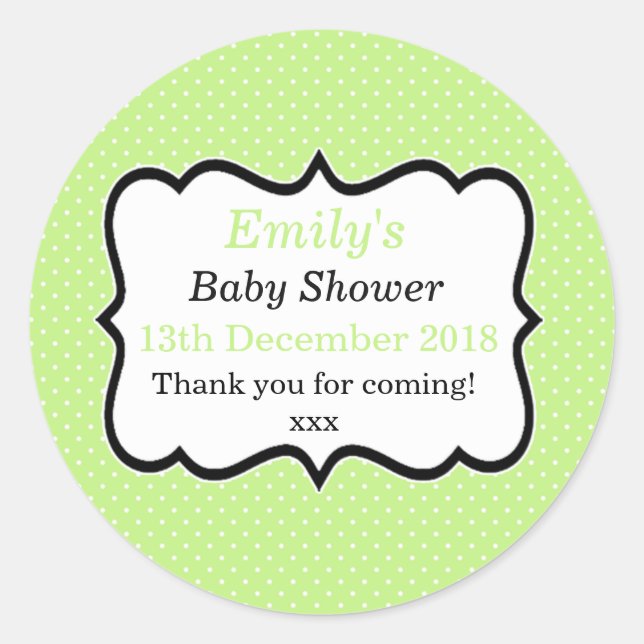 Simple mint green unisex modern baby shower labels (Front)