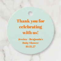 Simple Mint Orange Baby Shower Custom Thank You