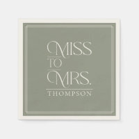 Simple Miss to Mrs Green Moss  Bridal Shower Paper