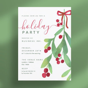 Simple Mistletoe Corporate Xmas Party  Invitation